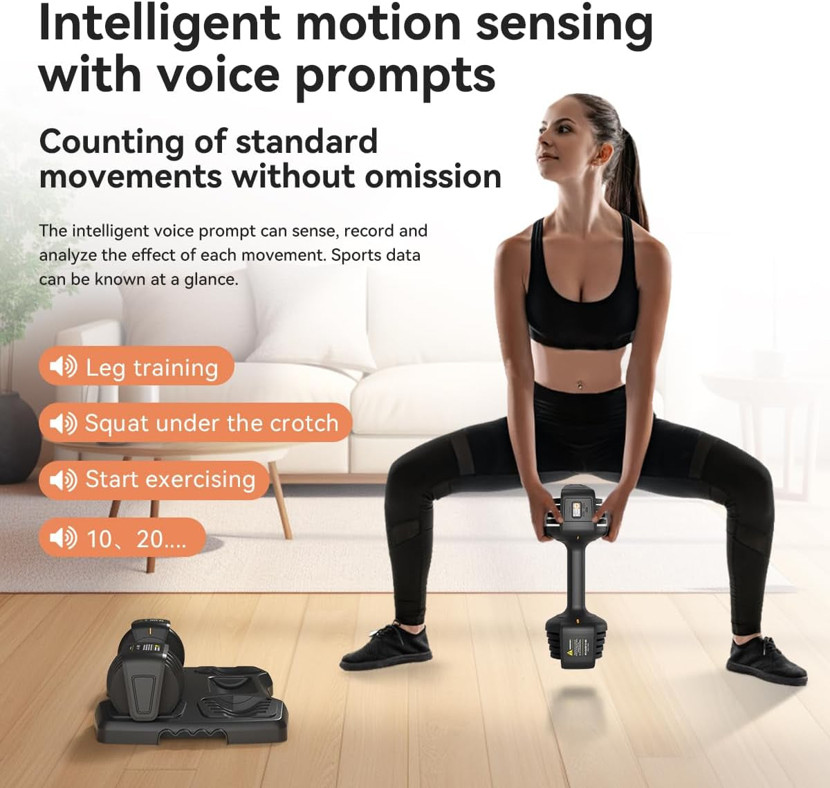 Smart Adjustable Dumbbell Set - Pair with Stand - Quick Adjustment, Secure Grip - Compact Home Gym Training Dumbbells for Men & Women with Voice Reminder & Motion Sensing Functions - 25LB