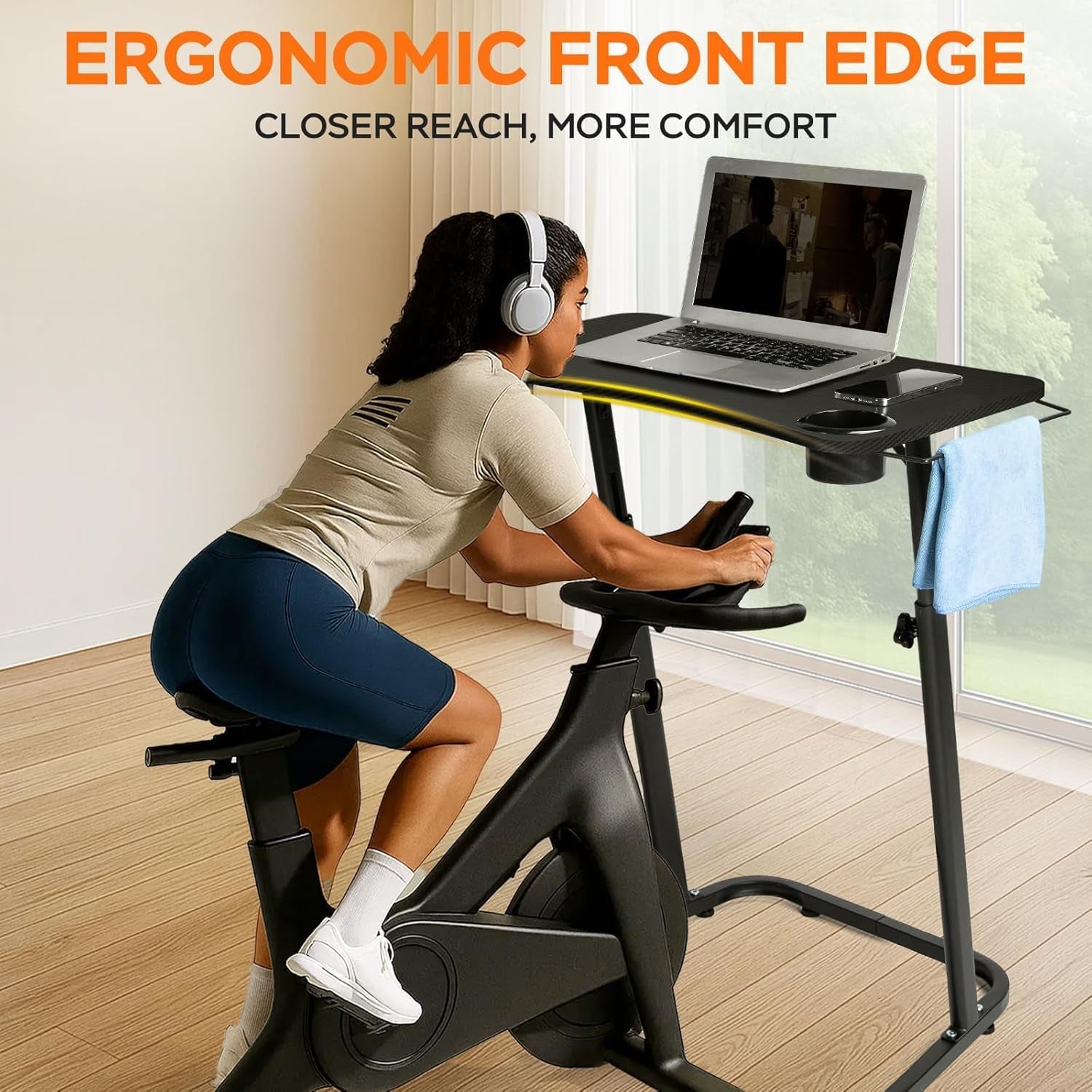 Adjustable Height Standing Desk for Walking Pad Treadmill，For Cycling | Stand Table for Treadmill Walking Pad, Bike/Walking Pad/Treadmill Trainer Desk Stand, Attachment, Bar for Walking Pad