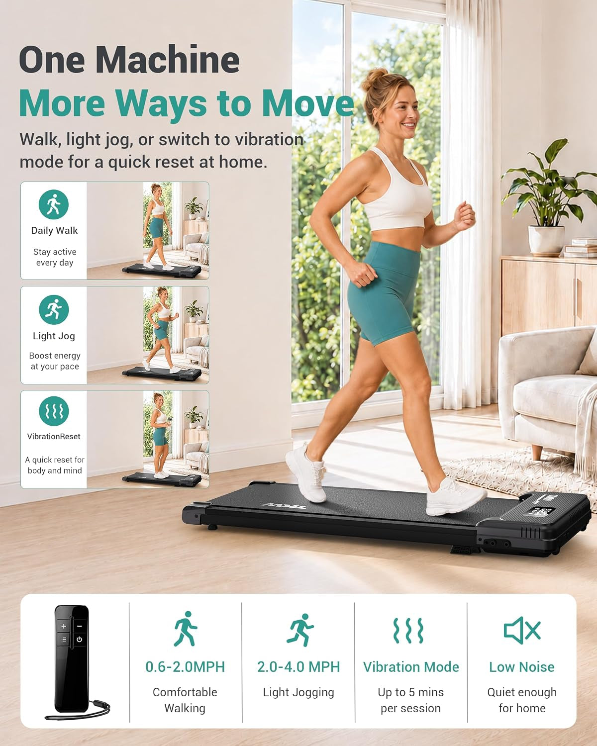 Walking Pad with Vibration Plates, 3 in 1 Walking Vibration Pad, Walking Pad with Incline, under Desk Walking Pad with Remote Control and LED Display for Home Small Space