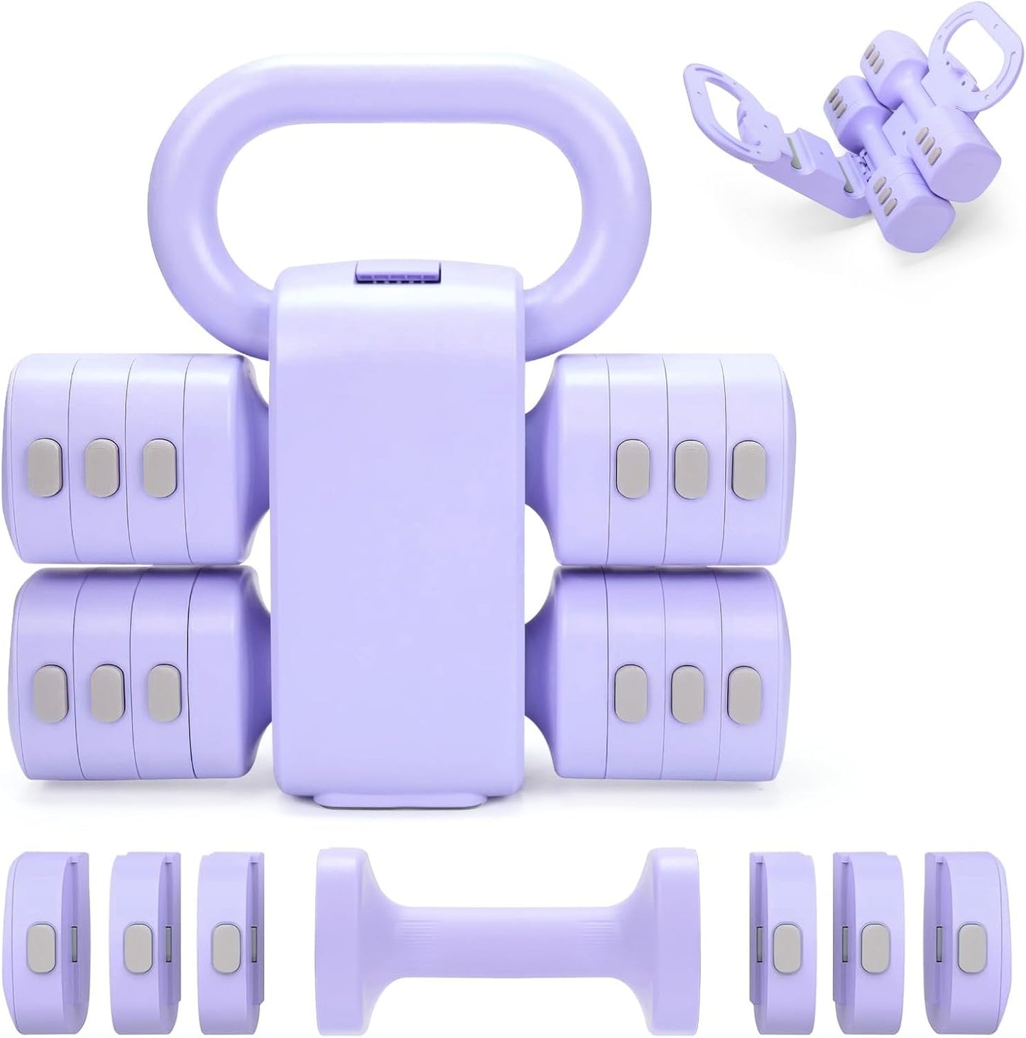 Adjustable 2-In-1 Convertible Kettlebell & Dumbbells Set, 4 in 1 Free Weights Dumbbell Set of 2, Each 2.2 3.3 4.4 5.5Lb Quick Change Women Dumbbell Set for Home Exercise Training