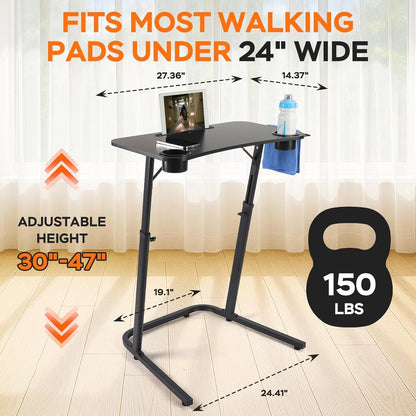 Adjustable Height Standing Desk for Walking Pad Treadmill，For Cycling | Stand Table for Treadmill Walking Pad, Bike/Walking Pad/Treadmill Trainer Desk Stand, Attachment, Bar for Walking Pad