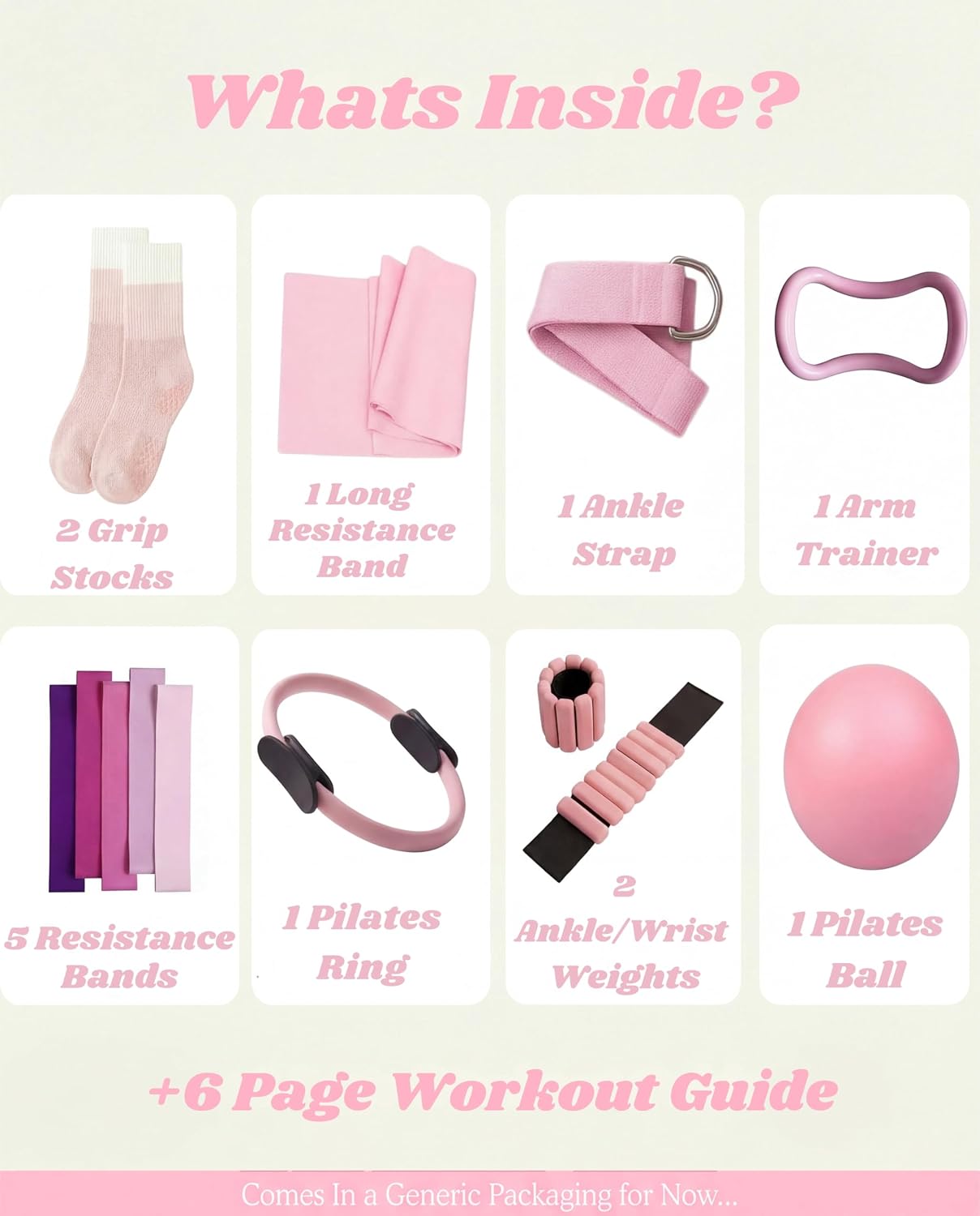 Pilates Kit for Women with Weights, 16 Piece at Home Pilates Workout Equipment Set, Ring and Ball, Bangles, Resistance Bands, Grip Socks, Essentials & Accessories for Beginners