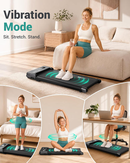 Walking Pad with Vibration Plates, 3 in 1 Walking Vibration Pad, Walking Pad with Incline, under Desk Walking Pad with Remote Control and LED Display for Home Small Space