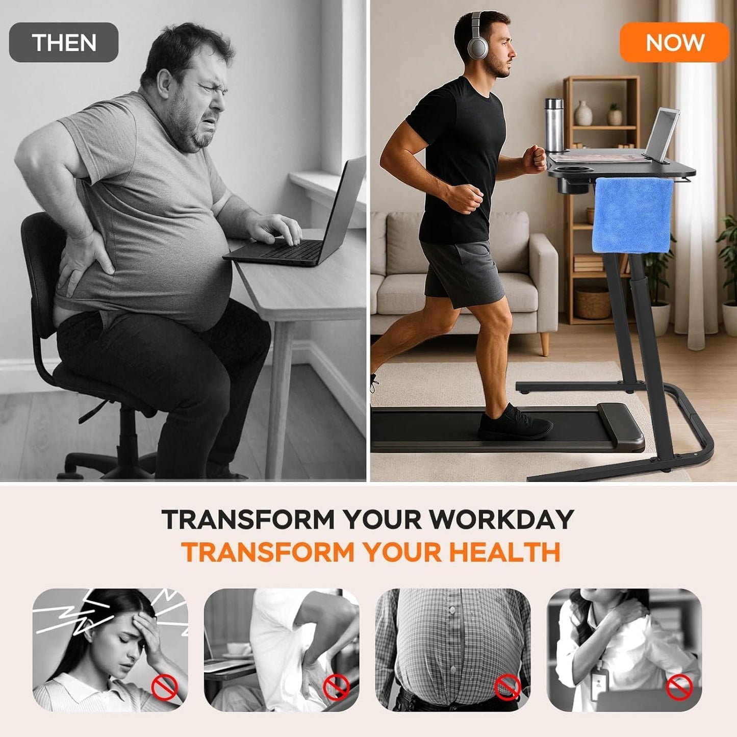 Adjustable Height Standing Desk for Walking Pad Treadmill，For Cycling | Stand Table for Treadmill Walking Pad, Bike/Walking Pad/Treadmill Trainer Desk Stand, Attachment, Bar for Walking Pad