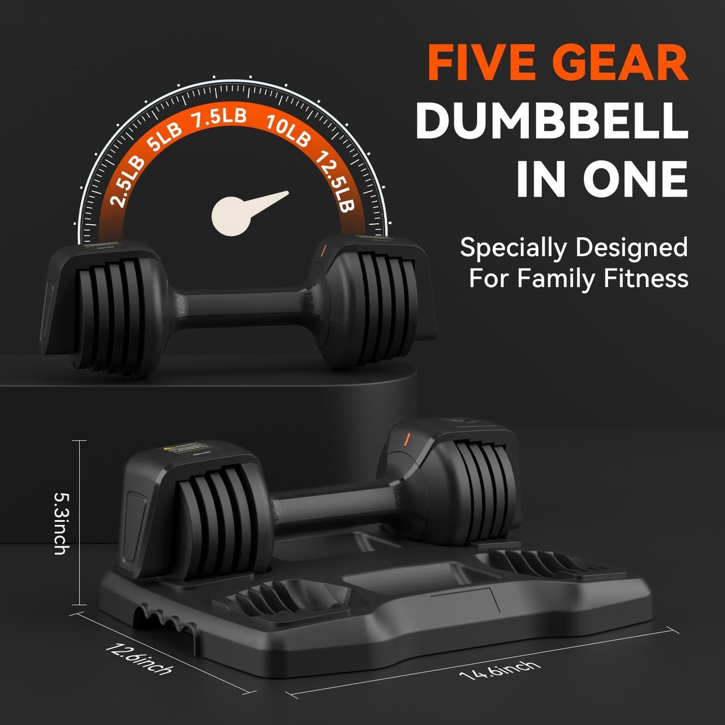 Smart Adjustable Dumbbell Set - Pair with Stand - Quick Adjustment, Secure Grip - Compact Home Gym Training Dumbbells for Men & Women with Voice Reminder & Motion Sensing Functions - 25LB