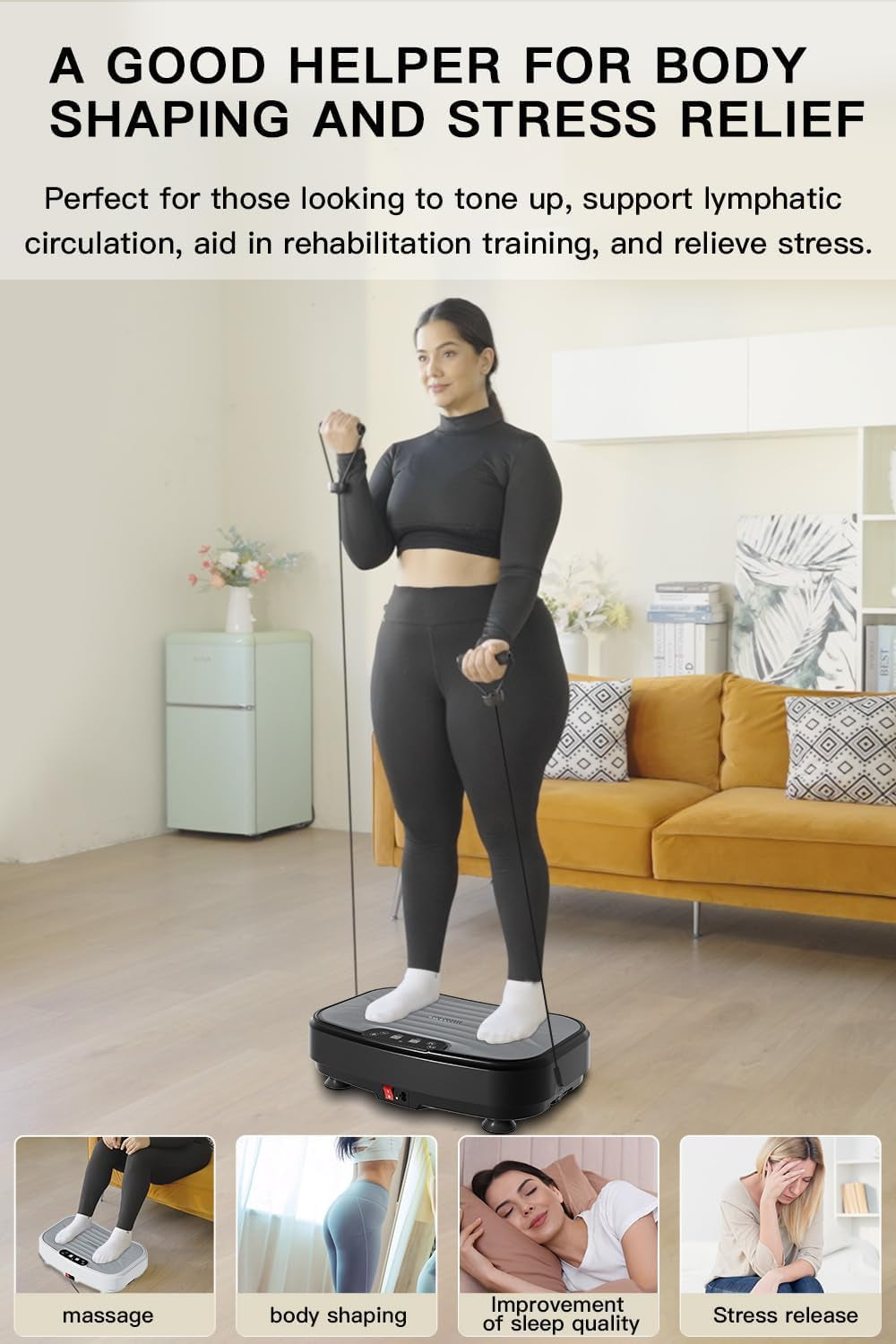 Vibration Plate Exercise Machine,Power Waver Vibration Plate Platform for Lymphatic Drainage,Whole Body Vibration Plate Machine Helps Weight Loss Shaping 330Lbs