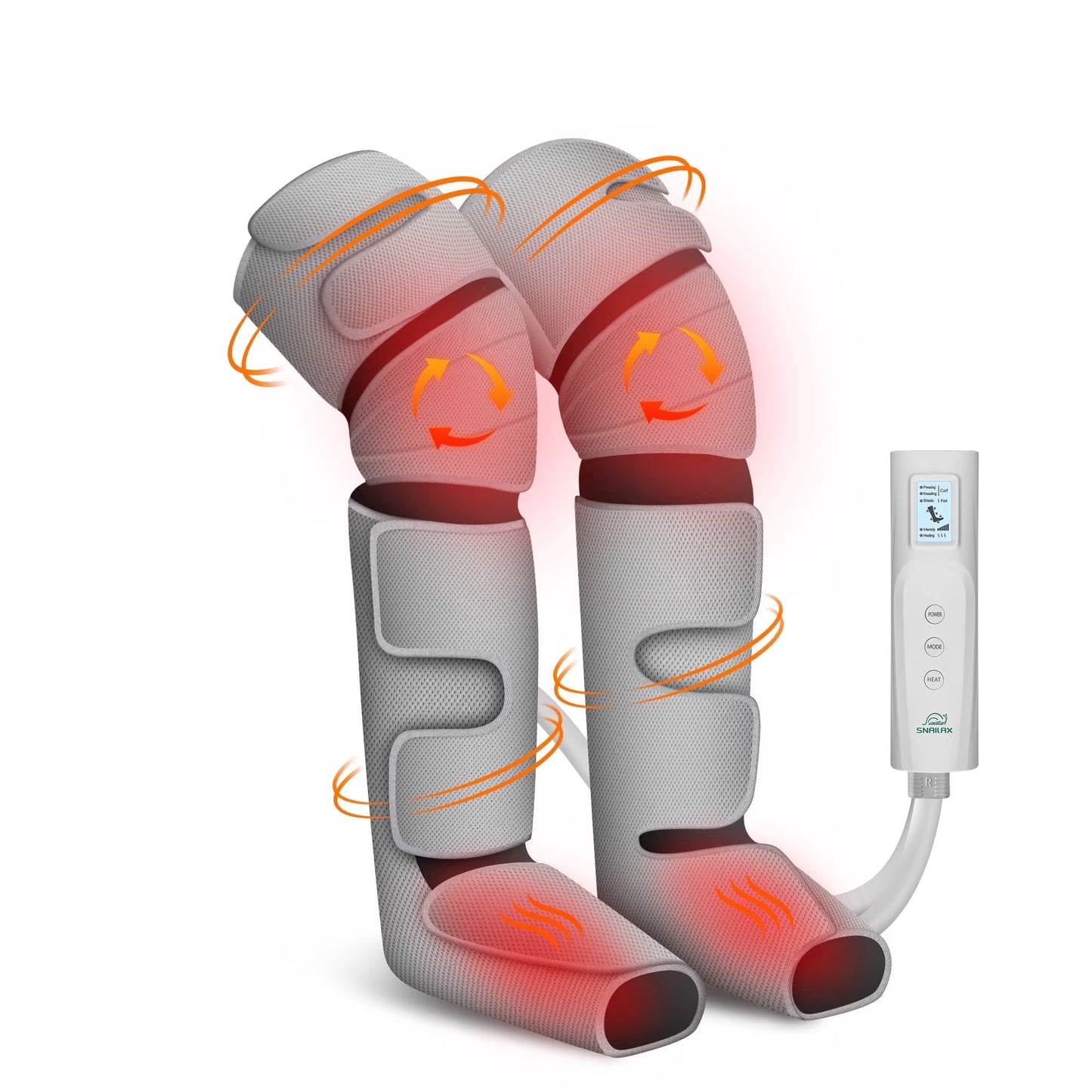 Air Compression Leg Massager with Heat, 3 Modes & Intensities