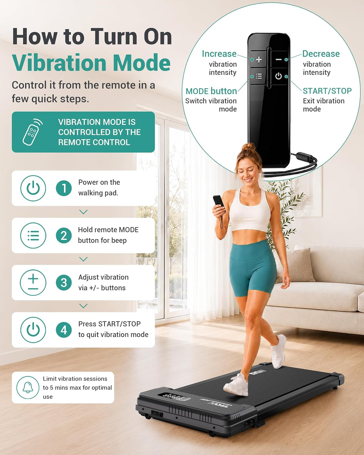 Walking Pad with Vibration Plates, 3 in 1 Walking Vibration Pad, Walking Pad with Incline, under Desk Walking Pad with Remote Control and LED Display for Home Small Space