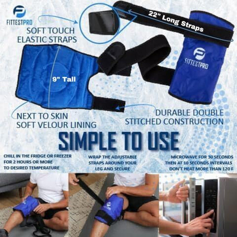 Knee Ice Pack Wrap for Pain Relief, Reusable Hot and Cold Therapy Wrap for Swelling, Recovery, and Therapy for Arthritis, Meniscus Tear and ACL