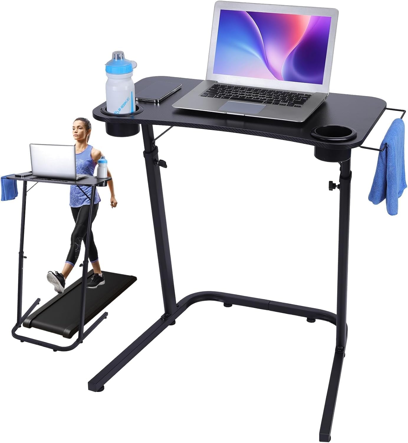 Adjustable Height Standing Desk for Walking Pad Treadmill，For Cycling | Stand Table for Treadmill Walking Pad, Bike/Walking Pad/Treadmill Trainer Desk Stand, Attachment, Bar for Walking Pad